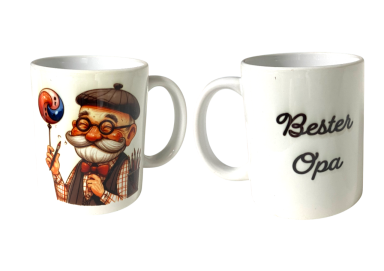 Tasse mit einem bunten Ballon und dem Schriftzug „Bester Opa“.