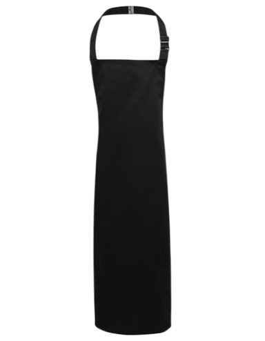 Schwarzes, schlichtes Schürzenkleid mit Trägern und langem Schnitt.