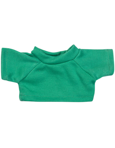 Grünes T-Shirt mit kurzen Ärmeln und Stehkragen für Kinder.