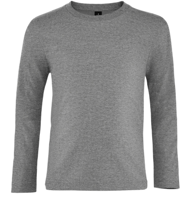 Grau meliertes Langarmshirt mit Rundhalsausschnitt.