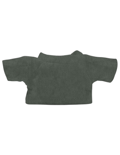 Graues T-Shirt ohne Aufdruck mit kurzen Ärmeln und großem Kragen.