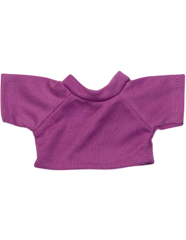 Lila T-Shirt mit kurzen Ärmeln und Rundhalsausschnitt.