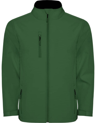 Grüne Jacke mit Reißverschluss und Stehkragen, ideal für Outdoor-Aktivitäten.