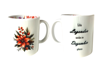 Tasse mit floralem Design.