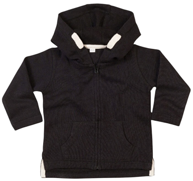Dunkelblaues Sweatshirt mit Kapuze und weißen Details.