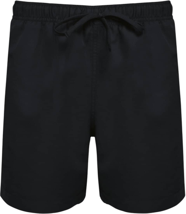 Schwarze Badehose mit Kordelzug, knielang und schlichtem Design.
