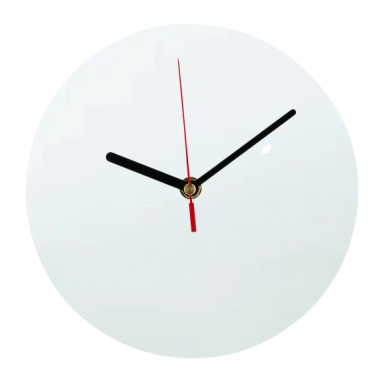 Wanduhr mit schwarzem Zifferblatt und rotem Sekundenzeiger, schlichte Gestaltung.