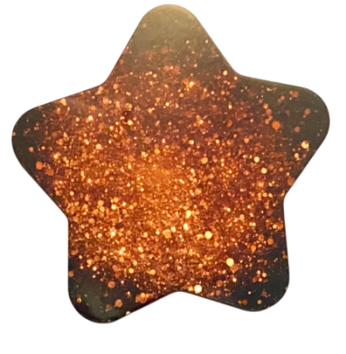 Sternförmiger Glitzereffekt in warmen Gold- und Orangetönen.