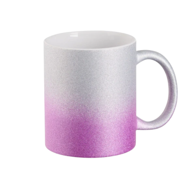 Tasse mit einem Farbverlauf von Weiß zu Pink.