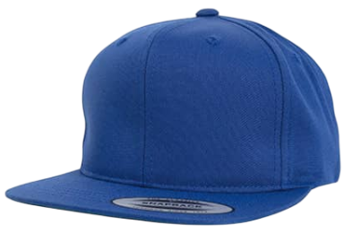 Blauer Baseball-Cap mit flachem Schirm und ohne Aufdruck.