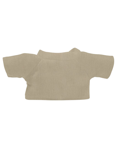 Beige T-Shirt mit kurzen Ärmeln und Rundhalsausschnitt.