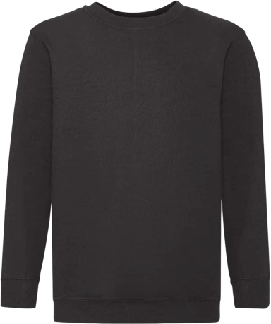 Schwarzer, einfarbiger Sweatshirt-Rückenansicht ohne Druck oder Muster.