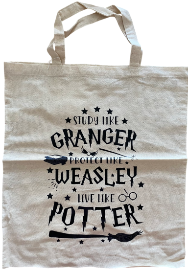 "Granger, Weasley, Potter" Beige Tragetasche mit dem Text: „Granger, Weasley, wie Potter“.