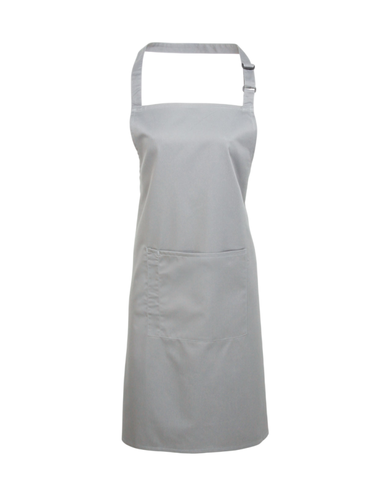 Pale Grey Graues Kochschürze mit Halsschlaufe und praktischer Tasche vorne.